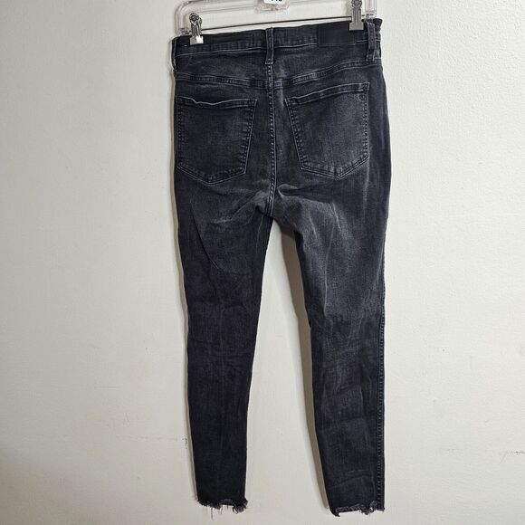 Madewell Dark Gray Raw Hem 10" High Rise Skinny Jeans Button Through Edition 28 - Picture 4 of 11
